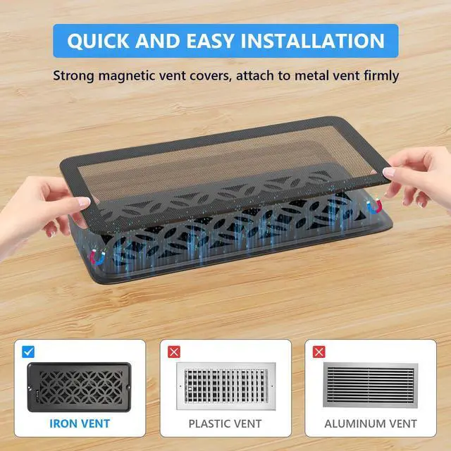 Alt view image 5 of 7 - Magnetic Vent Screen Mesh Covers 3 Pack -5.5x12, Air Vent Filters with Durable PVC Frame, Air Vent Screen Register Trap,Vent MeshUpgraded Thickness(2.5mm) for Home Wall Ceiling (Black)