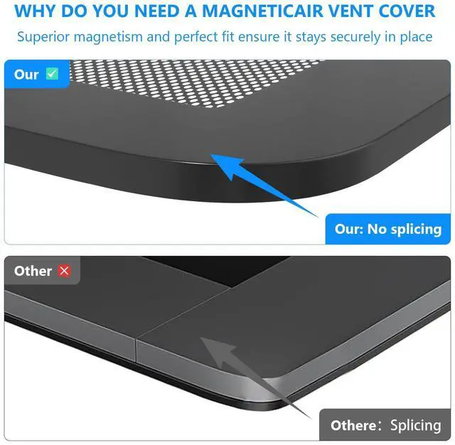 Alt view image 7 of 7 - Magnetic Vent Screen Mesh Covers 3 Pack -5.5x12, Air Vent Filters with Durable PVC Frame, Air Vent Screen Register Trap,Vent MeshUpgraded Thickness(2.5mm) for Home Wall Ceiling (Black)