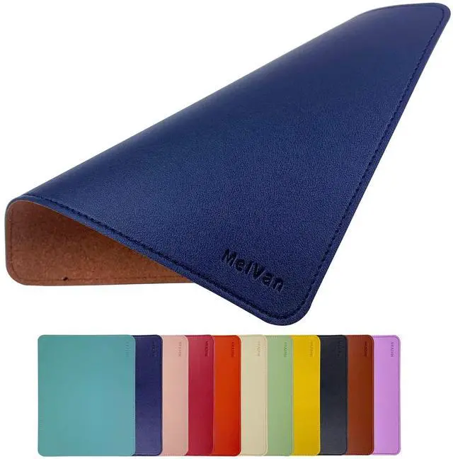 Main image of PU Leather Mouse Pad with Stitched Edge, Wood Mousepad, Waterproof Gaming Mouse Pad Mat for Computers, Laptop, Office & Home, 10.2" x 8.3", 1 Pack (Navy Blue)