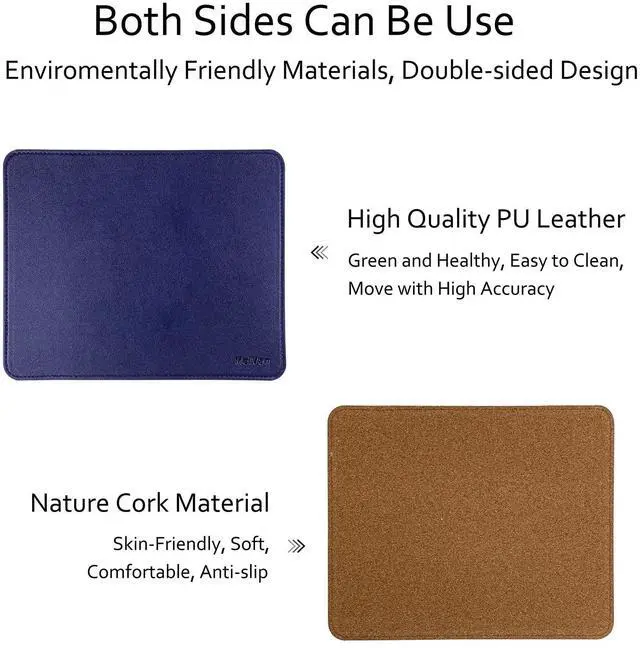 Alt view image 2 of 7 - PU Leather Mouse Pad with Stitched Edge, Wood Mousepad, Waterproof Gaming Mouse Pad Mat for Computers, Laptop, Office & Home, 10.2" x 8.3", 1 Pack (Navy Blue)