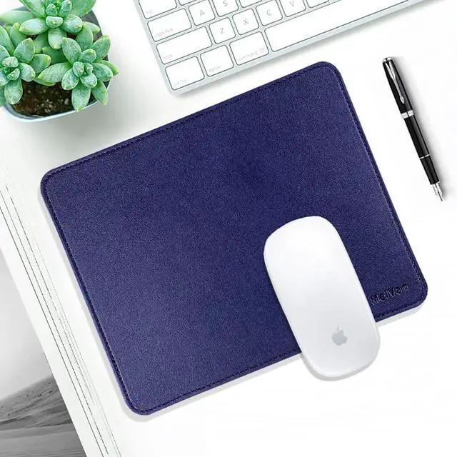 Alt view image 7 of 7 - PU Leather Mouse Pad with Stitched Edge, Wood Mousepad, Waterproof Gaming Mouse Pad Mat for Computers, Laptop, Office & Home, 10.2" x 8.3", 1 Pack (Navy Blue)