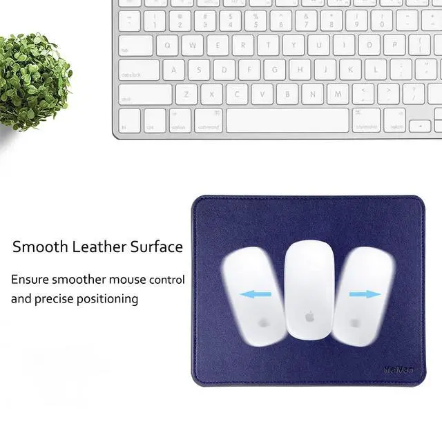 Alt view image 6 of 7 - PU Leather Mouse Pad with Stitched Edge, Wood Mousepad, Waterproof Gaming Mouse Pad Mat for Computers, Laptop, Office & Home, 10.2" x 8.3", 1 Pack (Navy Blue)