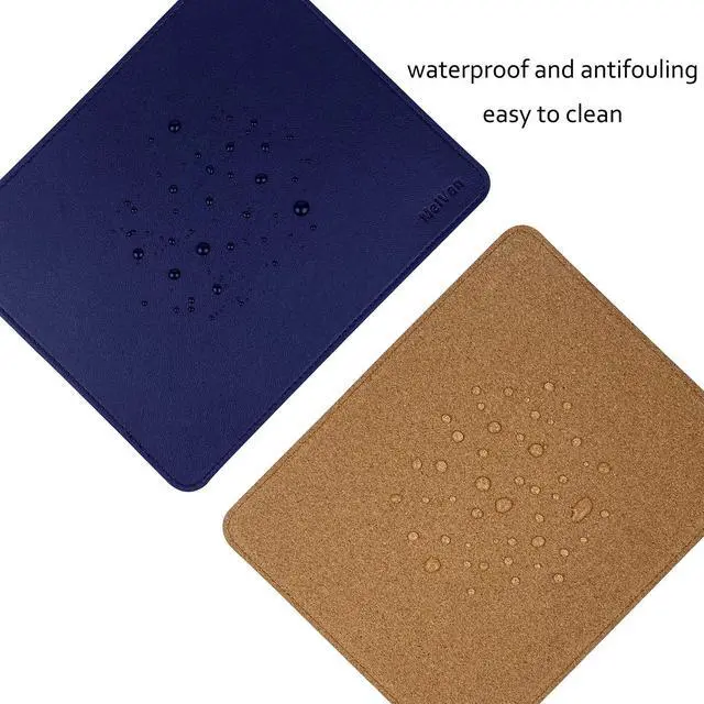 Alt view image 5 of 7 - PU Leather Mouse Pad with Stitched Edge, Wood Mousepad, Waterproof Gaming Mouse Pad Mat for Computers, Laptop, Office & Home, 10.2" x 8.3", 1 Pack (Navy Blue)