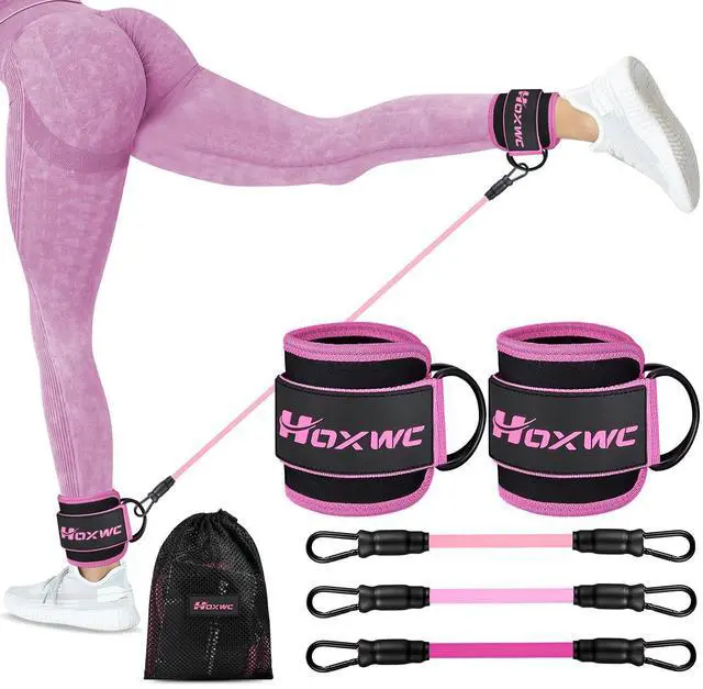 Main image of Ankle Resistance Bands with Cuffs, Ankle Bands for Working Out, Ankle Resistance Band for Leg, Booty Workout Equipment for Kickbacks Hip Fitness Training, Exercise Bands for Butt Lift Women