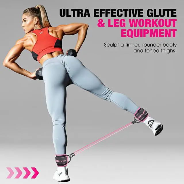 Alt view image 3 of 7 - Ankle Resistance Bands with Cuffs, Ankle Bands for Working Out, Ankle Resistance Band for Leg, Booty Workout Equipment for Kickbacks Hip Fitness Training, Exercise Bands for Butt Lift Women