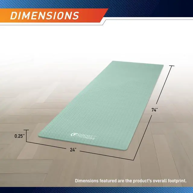 Alt view image 2 of 7 - Circuit Fitness by 1/4-inch (6mm) Non Slip Multi-Purpose Exercise Yoga Mat with Carrying Strap - Mint Green