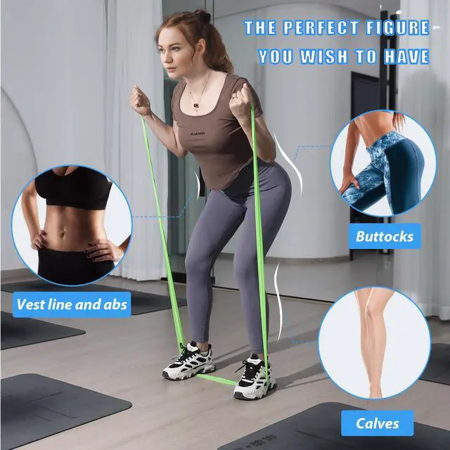 Alt view image 2 of 6 - Resistance Bands for Physical Therapy, Working Out Bands, Latex Free Elastic and Exercise Bands Set for Stretching, Suitable for Rehab, Yoga, Pilates, Gym, Home Exercise (Five Colors)