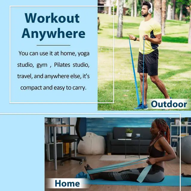Alt view image 3 of 6 - Resistance Bands for Physical Therapy, Working Out Bands, Latex Free Elastic and Exercise Bands Set for Stretching, Suitable for Rehab, Yoga, Pilates, Gym, Home Exercise (Five Colors)