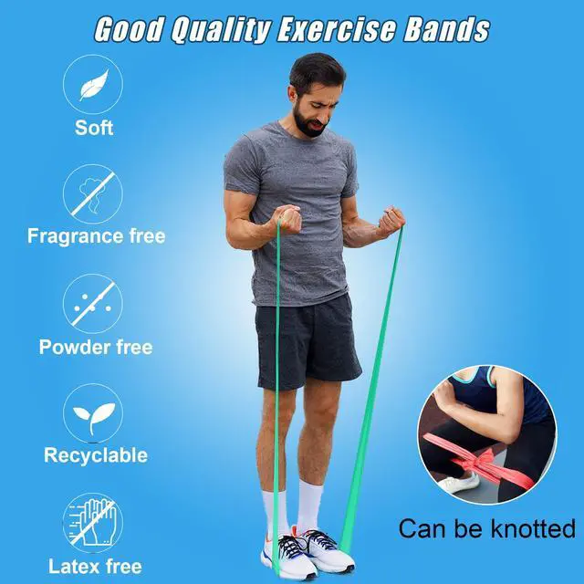 Alt view image 5 of 6 - Resistance Bands for Physical Therapy, Working Out Bands, Latex Free Elastic and Exercise Bands Set for Stretching, Suitable for Rehab, Yoga, Pilates, Gym, Home Exercise (Five Colors)