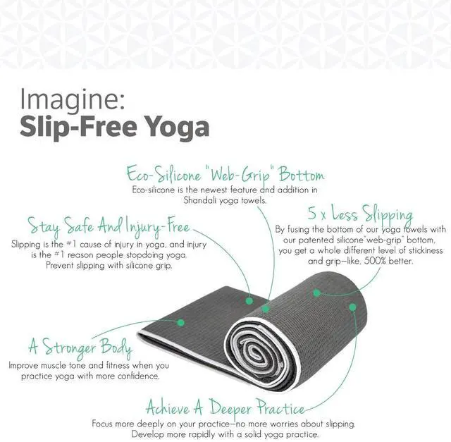 Alt view image 7 of 7 - Stickyfiber Hot Yoga Towel - Silicone Backed Yoga Mat-Sized, Absorbent, Non-Slip, 24" x 72" Bikram, Gym, and Pilates - (Gray, Standard)