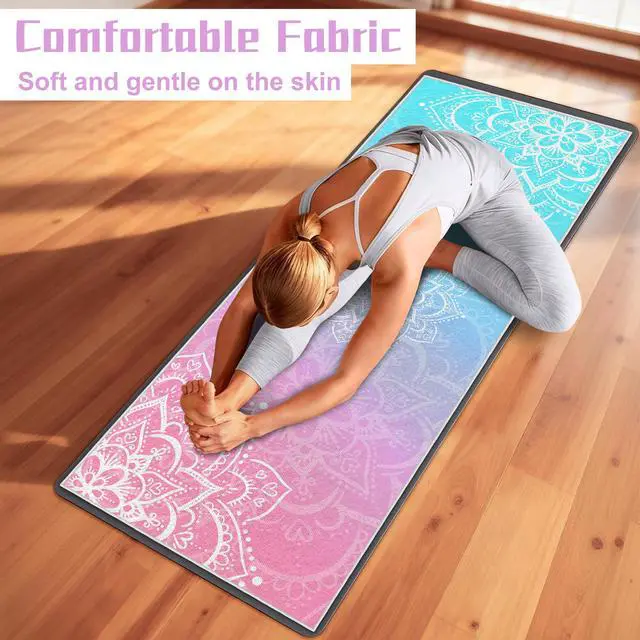 Alt view image 4 of 7 - Yoga Towel,Absorbent Yoga Mat Towel for Hot Yoga Non Slip,Stylish Prints,Ideal for Workouts,Hot Yoga,Bikram,Pilates Equipment,72 x 27 in,Gradient Mandala