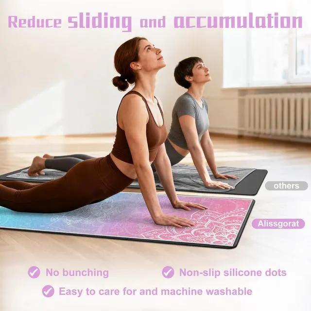 Alt view image 3 of 7 - Yoga Towel,Absorbent Yoga Mat Towel for Hot Yoga Non Slip,Stylish Prints,Ideal for Workouts,Hot Yoga,Bikram,Pilates Equipment,72 x 27 in,Gradient Mandala