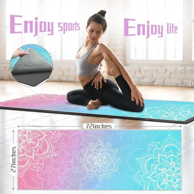 Alt view image 6 of 7 - Yoga Towel,Absorbent Yoga Mat Towel for Hot Yoga Non Slip,Stylish Prints,Ideal for Workouts,Hot Yoga,Bikram,Pilates Equipment,72 x 27 in,Gradient Mandala