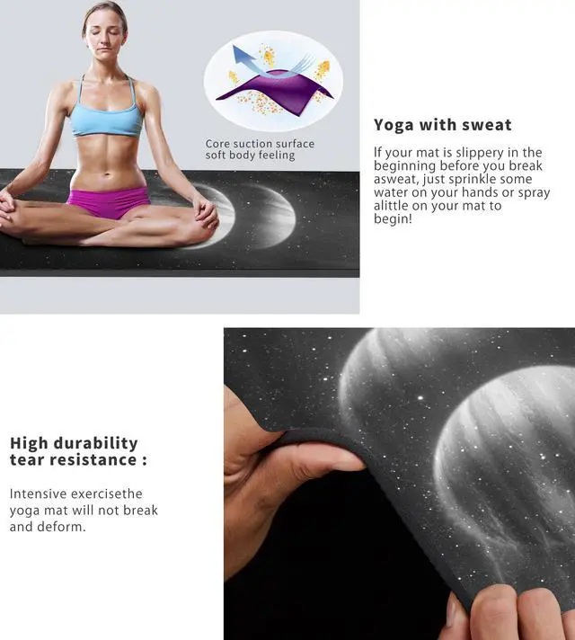 Alt view image 2 of 6 - Yoga Mat Double-Sided Non Slip Exercise Mat Eco Friendly TPE Fitness Exercise Mat With Carrying Strap & Storage Bag Workout Mat for Yoga, Pilates and Floor Exercises