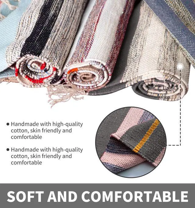 Alt view image 3 of 7 - Handmade Organic Yoga Mat made with Organic Cotton Yoga Mat - Non Slip Hand-Woven Foldable Yoga Rug Provides Excellent Comfort, Traction & Support for Indoor & Outdoor Use - 24 x 72 Inches