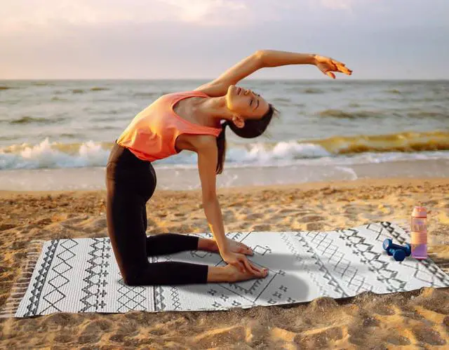Alt view image 7 of 7 - Handmade Organic Yoga Mat made with Organic Cotton Yoga Mat - Non Slip Hand-Woven Foldable Yoga Rug Provides Excellent Comfort, Traction & Support for Indoor & Outdoor Use - 24 x 72 Inches