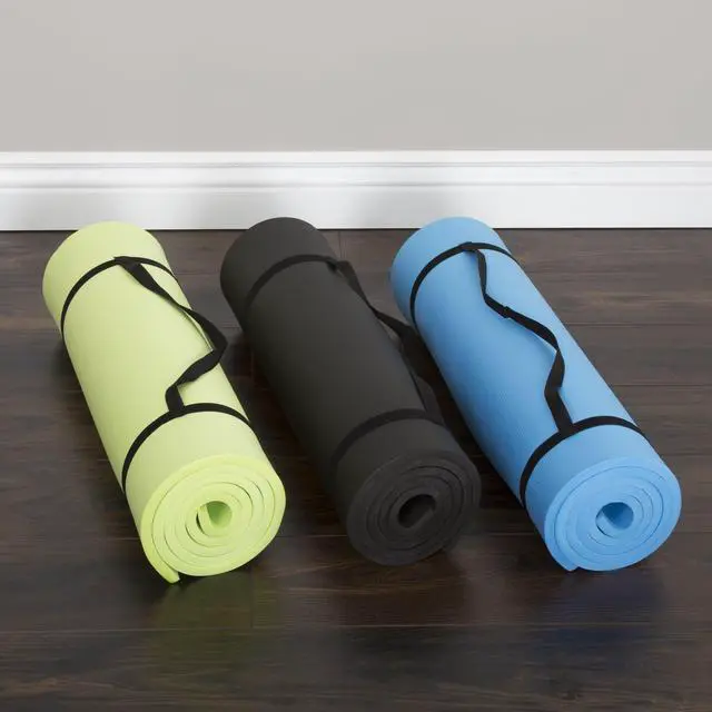 Alt view image 6 of 6 - Extra Thick Yoga Mat- Non Slip Comfort Foam, Durable Exercise Mat For Fitness, Pilates and Workout With Carrying Strap By Fitness (Green)