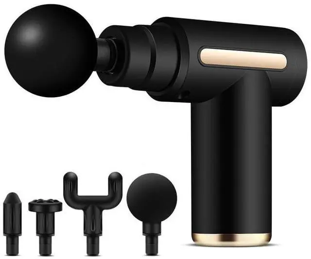 Main image of Massage Gun,Deep Tissue Massage Gun for Athletes - Percussion Back Massager for Muscle Pain Relief - Quiet Brushless Motor with 4 Professional Heads - Ideal Christmas Gift for Men & Women, Sleek Black