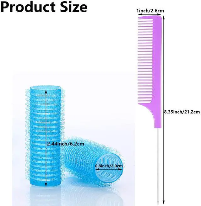 Alt view image 2 of 6 - 36PCS Self Grip Small Hair Curlers Heatless Roller Hair Curlers Pro Salon Hairdressing Curler DIY Curly Hairstyle Hair Rollers Tools Rat Tail Comb for Women Medium Short Hair(0.8 x 2.4 Inch)