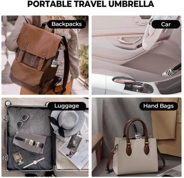 Alt view image 7 of 7 - Compact Inverted Travel Umbrella, Automatic Open Close, 9-Rib 46 Inch Windproof Umbrella, Waterproof Teflon-Coated UPF 50+, Portable Umbrellas for Men, Women, Travel, and Daily Use