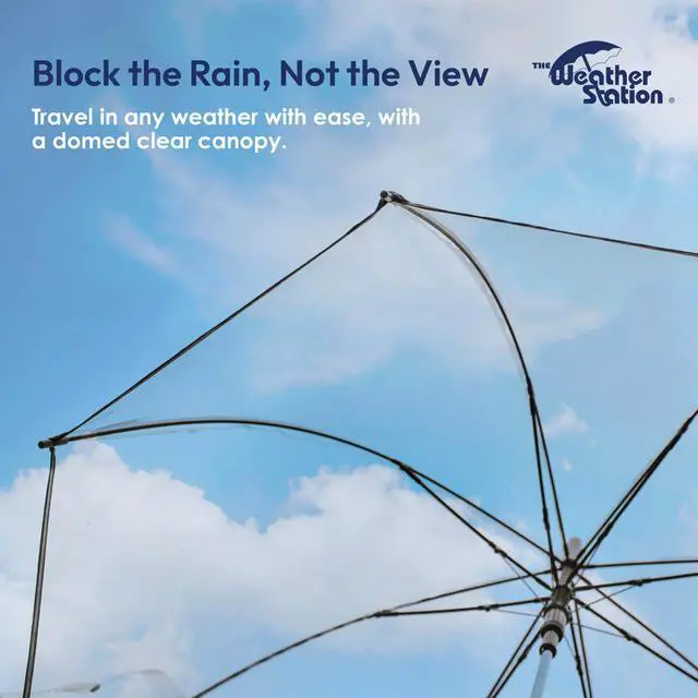 Alt view image 4 of 6 - Children's Dome Bubble Rain Umbrella, Kids, Clear, Fiberglass Frame, Windproof, Lightweight, Stick, Full 36 Inch Arc