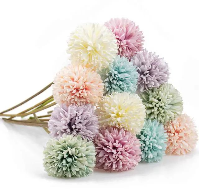 Main image of 12 Pcs Artificial Flowers Multicolor Silk Hydrangea Fake Flowers Bridal Wedding Bouquet for Home Office Party Wedding Decoration