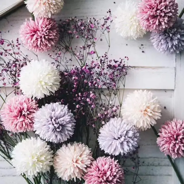 Alt view image 5 of 7 - 12 Pcs Artificial Flowers Multicolor Silk Hydrangea Fake Flowers Bridal Wedding Bouquet for Home Office Party Wedding Decoration