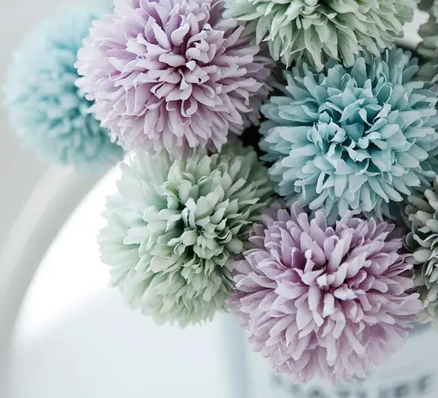 Alt view image 7 of 7 - 12 Pcs Artificial Flowers Multicolor Silk Hydrangea Fake Flowers Bridal Wedding Bouquet for Home Office Party Wedding Decoration