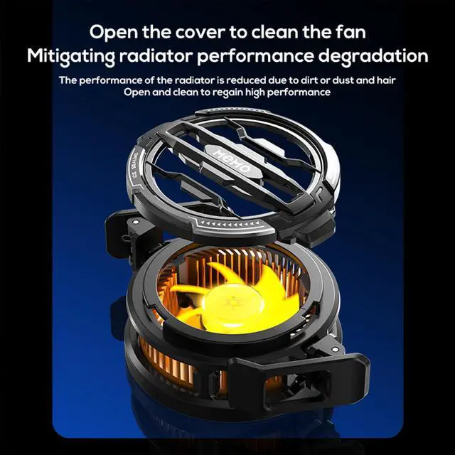 Alt view image 5 of 7 - Phone Cooler for Gaming Magnetic Cell Phone Cooler Fast Phone Cooling Fan Lightweight Quiet with Spring Clip RGB LED Light for iPhone/Android