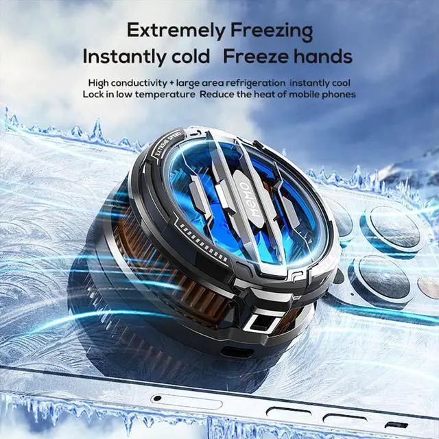 Alt view image 4 of 7 - Phone Cooler for Gaming Magnetic Cell Phone Cooler Fast Phone Cooling Fan Lightweight Quiet with Spring Clip RGB LED Light for iPhone/Android