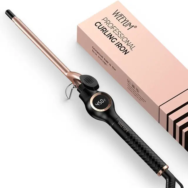 Main image of Small Curling Iron 3/8 Inch Barrel, Tiny Curling Wand for Short Hair, 9mm Thin Curling Iron Ceramic Tourmaline, Double Voltage(100-240V)