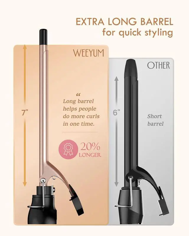 Alt view image 3 of 7 - Small Curling Iron 3/8 Inch Barrel, Tiny Curling Wand for Short Hair, 9mm Thin Curling Iron Ceramic Tourmaline, Double Voltage(100-240V)