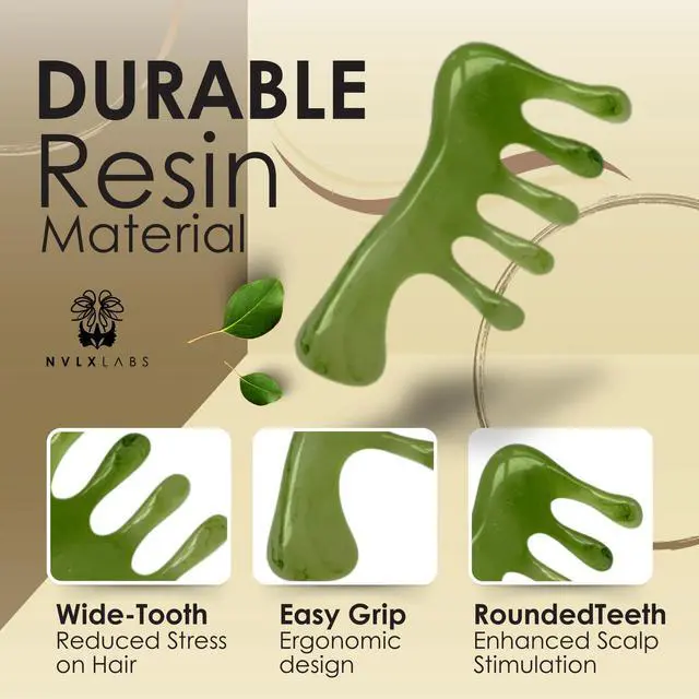 Alt view image 2 of 5 - Loc Comb 4.25 Inch Scalp Massager Tool | Gua Sha Hair Care Inspired Wide Tooth Comb for Locs & Curls - Head Massager, Hair Detangler for Sisterlocs, Dreadlocks