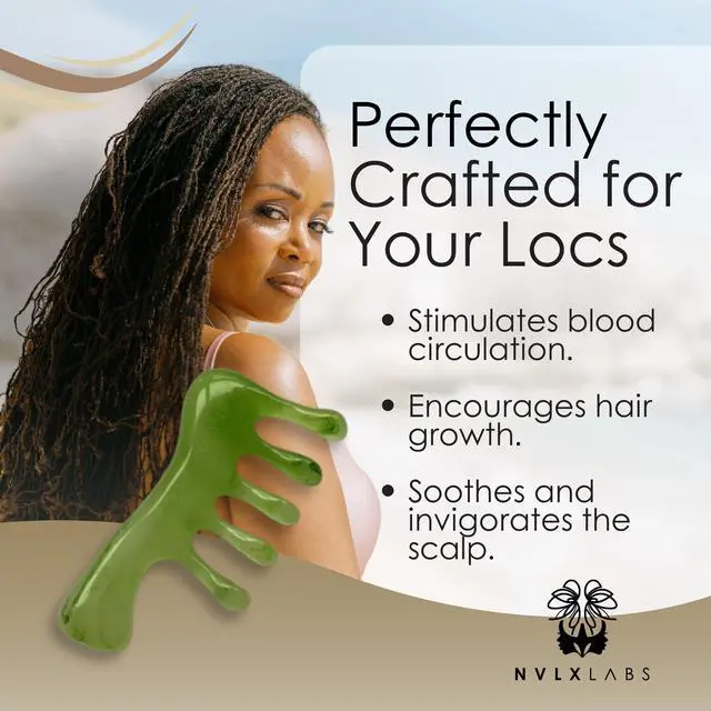 Alt view image 3 of 5 - Loc Comb 4.25 Inch Scalp Massager Tool | Gua Sha Hair Care Inspired Wide Tooth Comb for Locs & Curls - Head Massager, Hair Detangler for Sisterlocs, Dreadlocks
