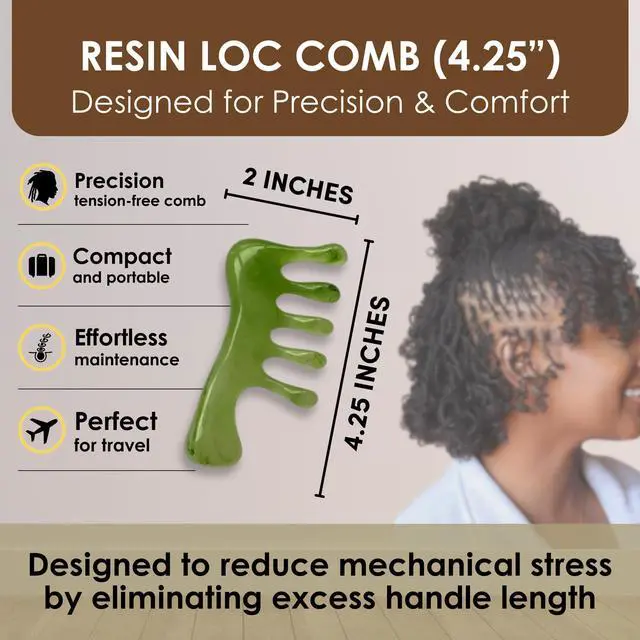 Alt view image 4 of 5 - Loc Comb 4.25 Inch Scalp Massager Tool | Gua Sha Hair Care Inspired Wide Tooth Comb for Locs & Curls - Head Massager, Hair Detangler for Sisterlocs, Dreadlocks