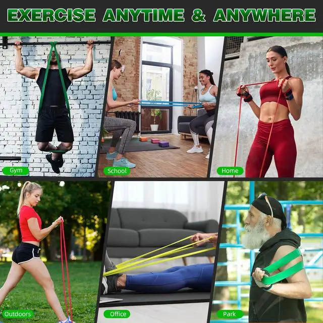 Alt view image 6 of 6 - Resistance Bands for Working Out, 5-Level Pull Up Assist Bands Set with Door Anchor, Workout for Women and Men, Exercise Bands,Training, Plasticity, Physical Therapy at Home/Gym