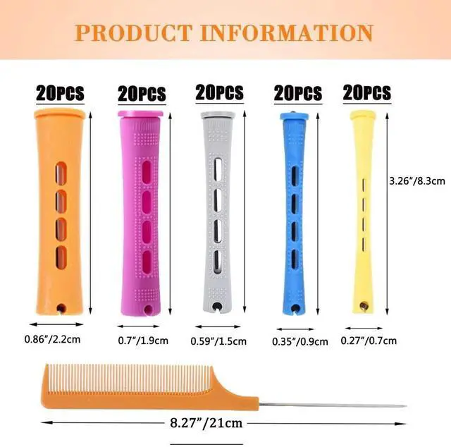 Alt view image 3 of 7 - 100pcs Hair Curling Rods Set - Plastic Cold Wave Rollers for Natural, Long or Short Hair Styling - Women's DIY Hairdressing Tools in Orange, Purple, Gray, Blue, Yellow