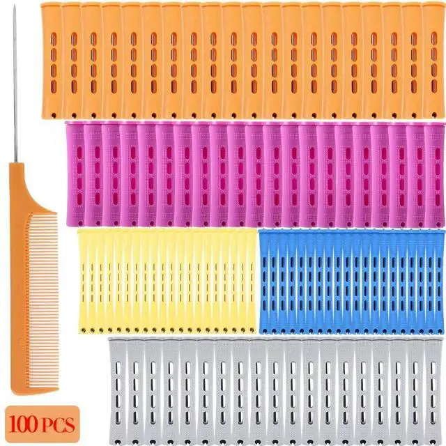 Alt view image 2 of 7 - 100pcs Hair Curling Rods Set - Plastic Cold Wave Rollers for Natural, Long or Short Hair Styling - Women's DIY Hairdressing Tools in Orange, Purple, Gray, Blue, Yellow