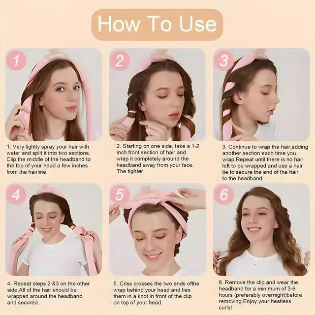 Alt view image 3 of 5 - No Heat Hair Curlers to Sleep In,Heatless Curls Set,Overnight Curling Rod Headband for Long Hair Rollers (Beige)