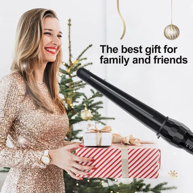 Alt view image 6 of 7 - Ceramic Tourmaline Coating Curling Wand, 3/4-1 1/4 Inch Barrel Hair Curler with 2 Heat Setting (320/410), Suitable for All Hair Types