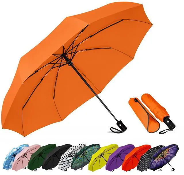 Main image of Windproof Travel Compact Umbrella-Automatic Umbrellas for Rain-Compact Folding Umbrella, Travel Umbrella Compact, Small Portable Windproof Umbrellas for Men Women Teenage. (Orange)