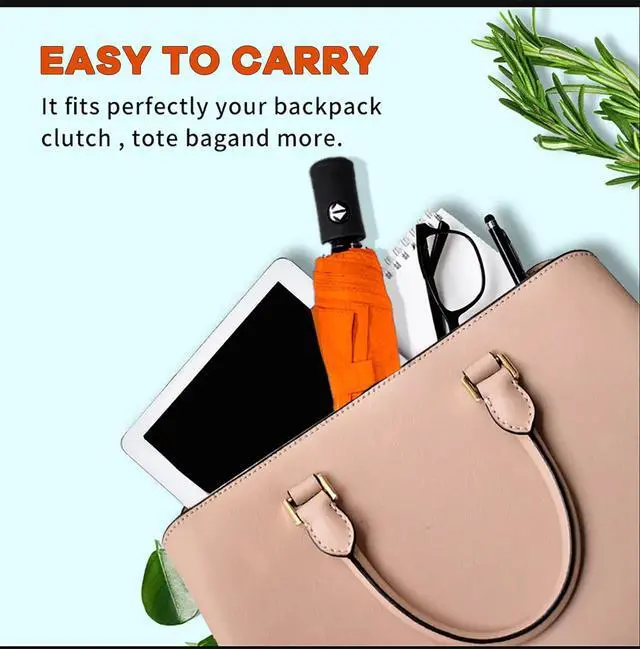 Alt view image 3 of 7 - Windproof Travel Compact Umbrella-Automatic Umbrellas for Rain-Compact Folding Umbrella, Travel Umbrella Compact, Small Portable Windproof Umbrellas for Men Women Teenage. (Orange)