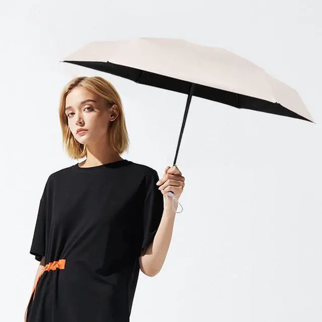 Alt view image 7 of 7 - Mini Sun Umbrella for Purse With Case, Small Compact UV Umbrella Travel Essentials, Lightweight Portable Parasol Windproof for Women Men Kids (Beige)