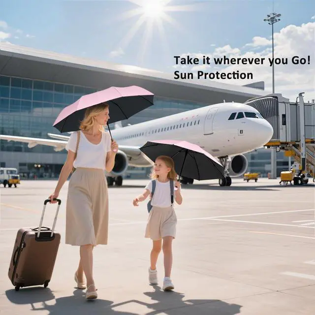 Alt view image 7 of 7 - Travel Essentials Mini Umbrella for Purse With Case Small Compact UV Sun Protection Lightweight Tiny Pocket Manual Open Close Umbrella for Women Kids and Men Fits Purse Backpack
