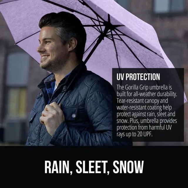 Alt view image 3 of 7 - Compact Travel Size Umbrella for Rain, Sleek Design Fits Backpack, Purse and Carry On, Lightweight Under 1lb, One Click Open and Close, Wind Resistant, Durable Waterproof, Purple