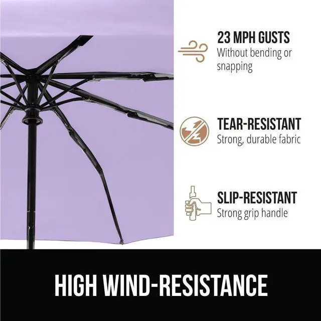 Alt view image 4 of 7 - Compact Travel Size Umbrella for Rain, Sleek Design Fits Backpack, Purse and Carry On, Lightweight Under 1lb, One Click Open and Close, Wind Resistant, Durable Waterproof, Purple