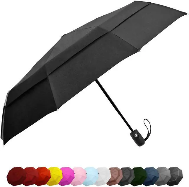 Main image of Travel Umbrellas for Rain - Wind Resistant w/Open Close Button - Black