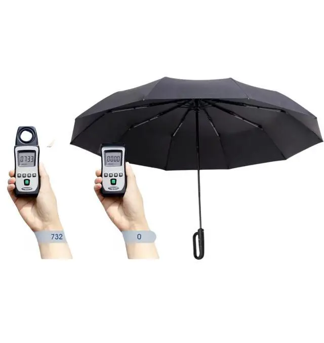 Alt view image 3 of 7 - Foldable Umbrella for Travel,42inch 10 Ribs Heavy Duty Automatic Open Shut Umbrella with Comfortable Carabiner Handle for Men Women Rain Sun Windproof Loop Buckle Parasol Black