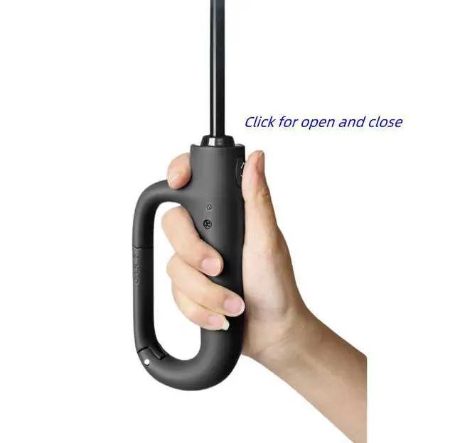 Alt view image 7 of 7 - Foldable Umbrella for Travel,42inch 10 Ribs Heavy Duty Automatic Open Shut Umbrella with Comfortable Carabiner Handle for Men Women Rain Sun Windproof Loop Buckle Parasol Black