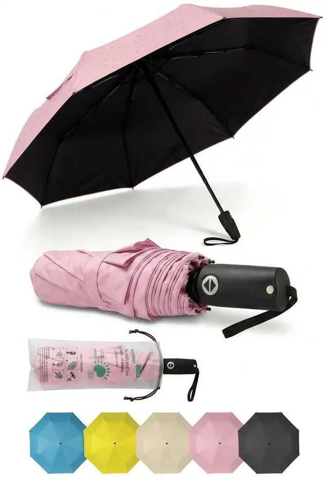 Main image of Compact Travel Umbrella Small Windproof Auto Open Close for UV Sun Protection UPF 50+ and Rain Fits Backpack Purse & Suitcase